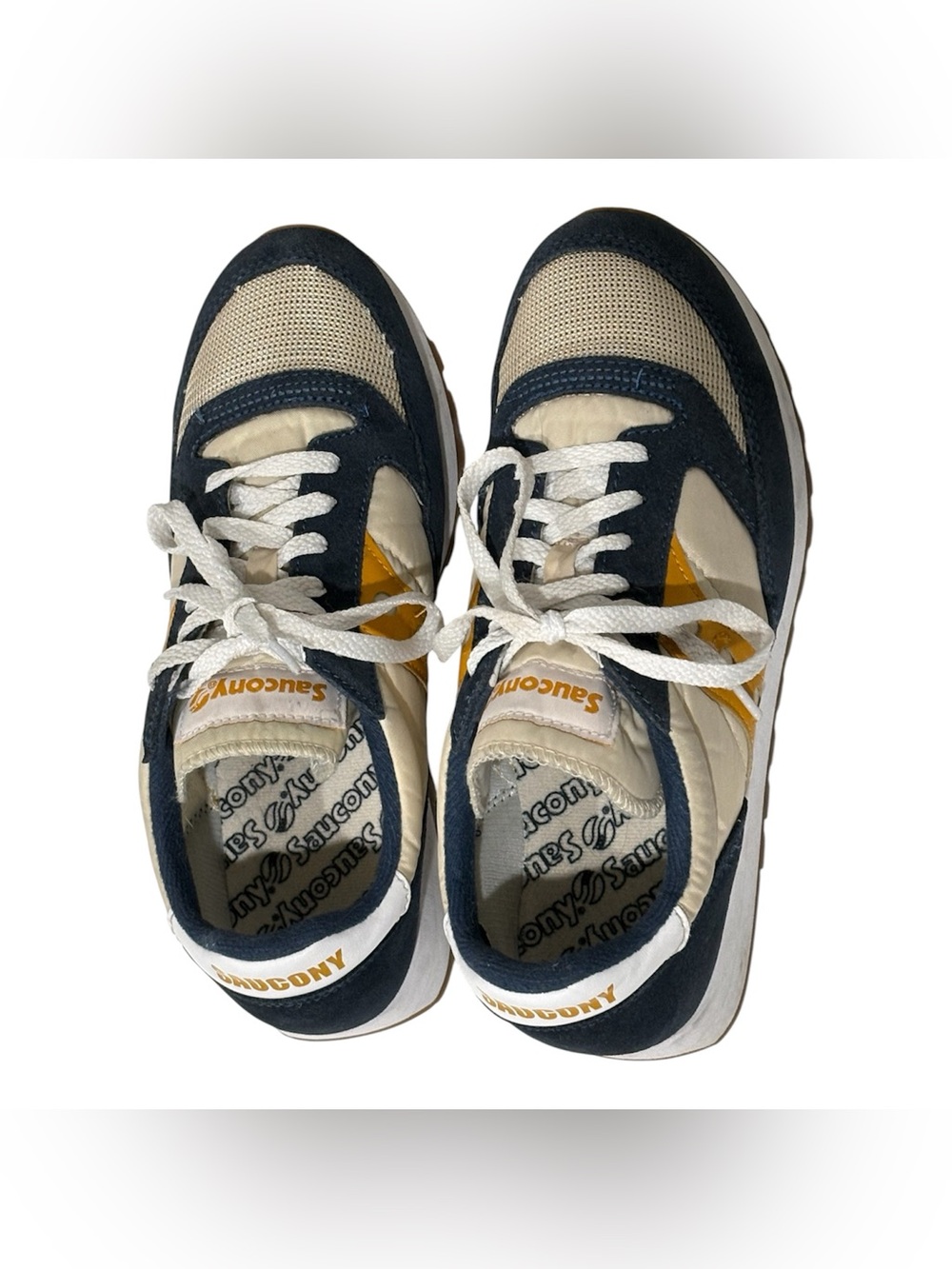 Saucony Men's Low Top Lace-Up Athletic Sneakers Navy/Beige/Yellow S70368-155 - Picture 6 of 7